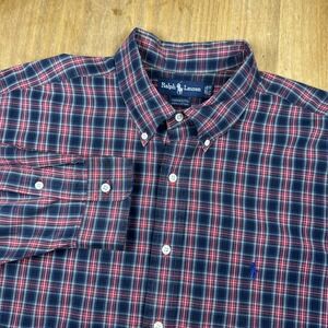 Ralph Lauren Yarmouth Long Sleeve Dress Shirt Mens 17.5 35 Red/Blue Plaid